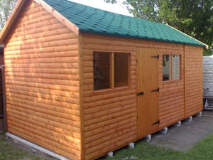 Shed with concrete post base